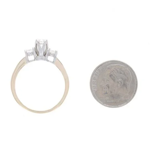 Yellow Gold Diamond Engagement Ring - 14k Round Brilliant .95ctw Three-Stone